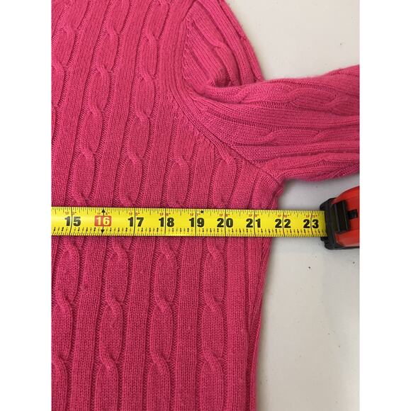 Vineyard Vines Cashmere Sweater XL Pink Cable Knit Fisherman Cotton Preppy - Picture 13 of 14